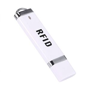 125KHz Portable RFID Reader, U Disk Shape ID Card Reader Non-Contact USB Interface Reader Plug & Play for Win XP/Win10/Liunx/Vista/Android-White