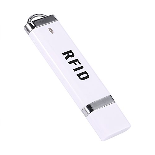 125KHz Portable RFID Reader, U Disk Shape ID Card Reader Non-Contact USB Interface Reader Plug & Play for Win XP/Win10/Liunx/Vista/Android-White