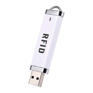 125KHz Portable RFID Reader, U Disk Shape ID Card Reader Non-Contact USB Interface Reader Plug & Play for Win XP/Win10/Liunx/Vista/Android-White