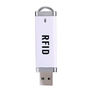 125KHz Portable RFID Reader, U Disk Shape ID Card Reader Non-Contact USB Interface Reader Plug & Play for Win XP/Win10/Liunx/Vista/Android-White