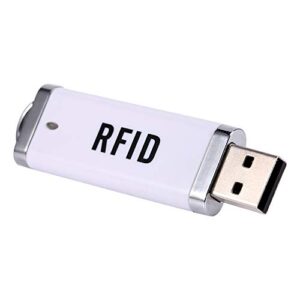 125KHz Portable RFID Reader, U Disk Shape ID Card Reader Non-Contact USB Interface Reader Plug & Play for Win XP/Win10/Liunx/Vista/Android-White