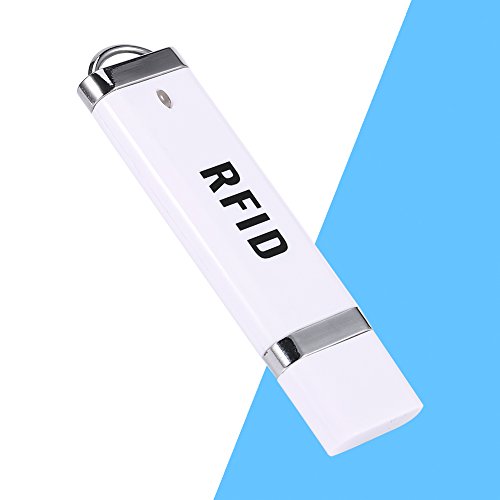 125KHz Portable RFID Reader, U Disk Shape ID Card Reader Non-Contact USB Interface Reader Plug & Play for Win XP/Win10/Liunx/Vista/Android-White