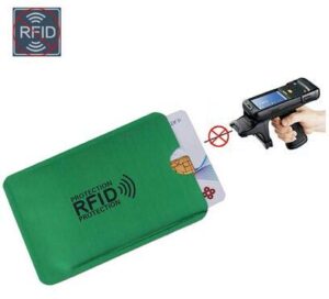 angelastore bag anti rfid wallet blocking reader lock bank card holder id bank card case protection metal credit nfc holder aluminium (green)