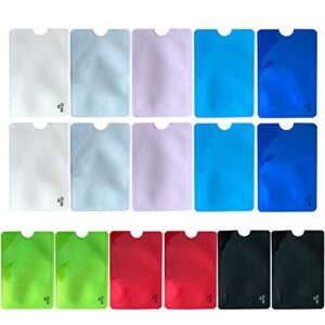 wuoji rfid blocking sleeves (set of 16 credit card protector sleeves, 8 unique colourful) identity theft protection travel case set(multicolored-16)