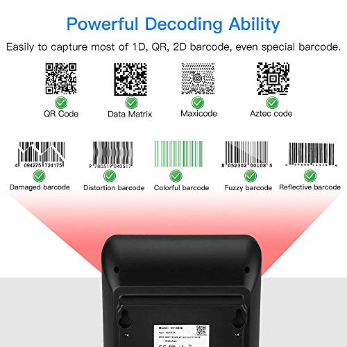 Eyoyo Hands-Free 2D QR Barcode Scanner, Omnidirectional Desktop Automatic 1D Barcode Reader Big Scan Window to Read PDF417 on ID Card, Driver's License, Passport for Supermarket Library Retail Store