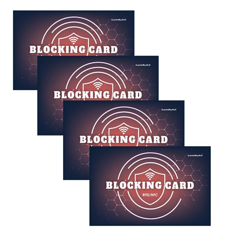 ScanAndBuyWall - 4 pack Blocking Cards - Protect Your Identity with Our NFC/RFID Blocking Card - Secure Your Data - Prevent RFID Scanning