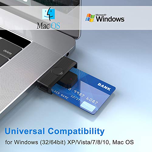 MTAKYI Portable USB CAC Smart Card Reader,DOD Military Common Access Card Adapter（CAC/Electronic ID Card/IC Bank/Health Insurance Card Compatible with Windows XP/Vista /7/8/11, Mac OS