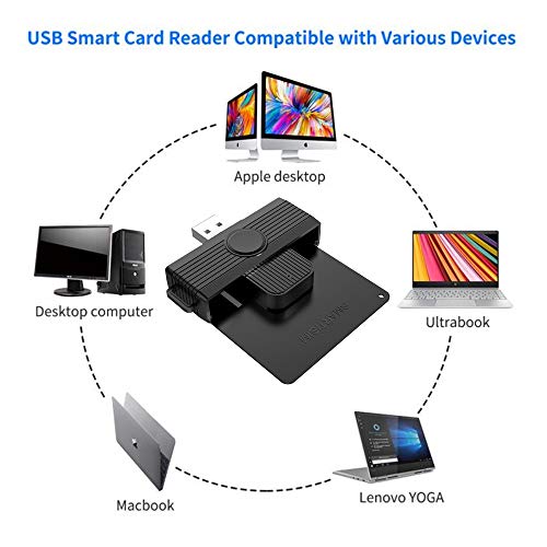 MTAKYI Portable USB CAC Smart Card Reader,DOD Military Common Access Card Adapter（CAC/Electronic ID Card/IC Bank/Health Insurance Card Compatible with Windows XP/Vista /7/8/11, Mac OS