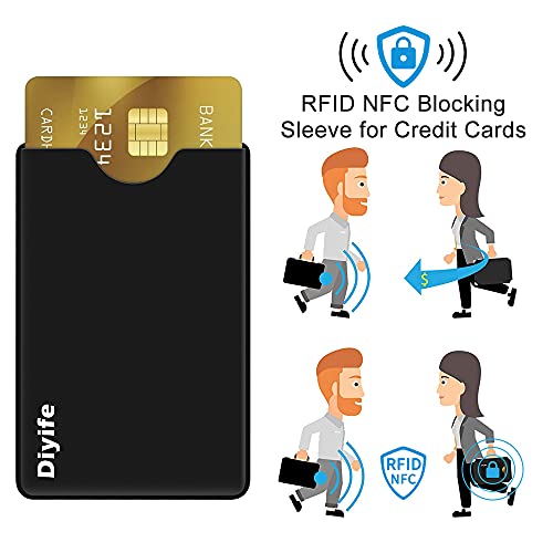 Diyife RFID Blocking Credit Card Sleeves,[8 Pcs] RFID & NFC Card Protector Set, Card Blocker Contactless Card Protection, Anti Data & Identity Theft Secure Pocket Wallet