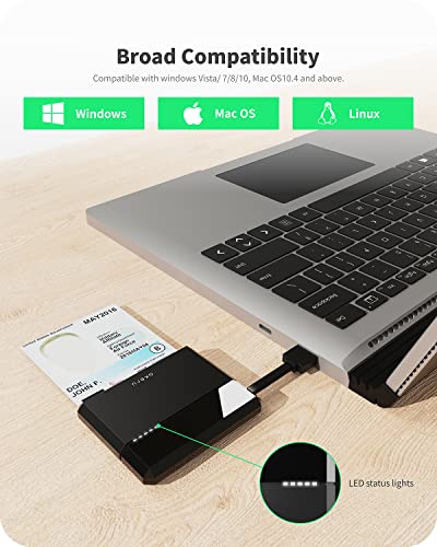 Portable CAC Card Reader DOD Military Smart Card Reader, Universal Compatibility, for Mac/Windows with LED Indicator, Compact PIV & ID Chip Card Reader, Cable Management AKERU [EAO-10]