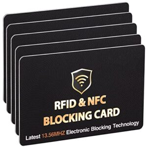 saitech it 5 pack rfid blocking card, one card protects entire wallet purse, nfc contactless bank debit credit card protector id atm guard card blocker–(black)
