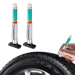 Miytsya 2 Pack Colored Tyre Tread Depth Gauge (Green)