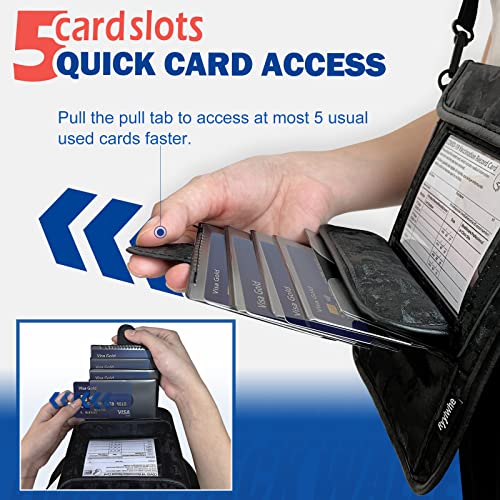 Travel Wallet, RFID Blocking Passport Wallets for Women Waterproof Slim Neck Wallet Carteras De Mujer Anti-Theft Cell Phone Neck Purse for Men and Women Travel Accessories Gifts - Black