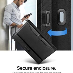 Spigen Passport Card Cover Holder Passport Wallet Travel Documents Organizer Protector Passport Holder Travel Accessories with RFID Blocking Technology SIM Card Pin Included - Black