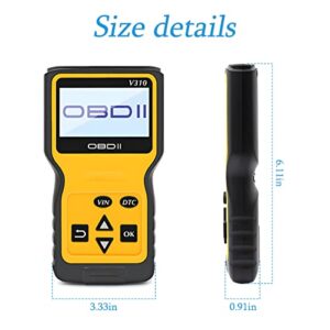 OBD2 Scanner Code Reader for Car Check Engine, Automotive CAN Diagnostic Tool, Read and Erase Fault Codes, Check Emission Monitor Status, Universal for All OBD II Protocol Cars After 1996