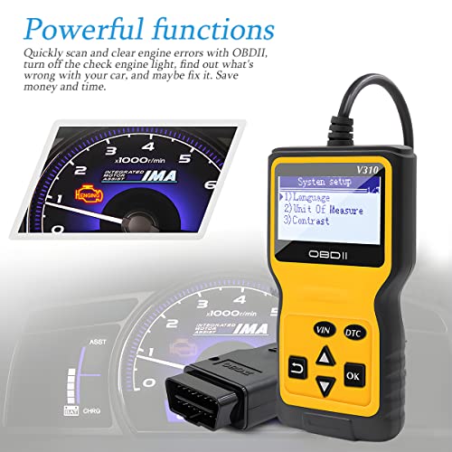 OBD2 Scanner Code Reader for Car Check Engine, Automotive CAN Diagnostic Tool, Read and Erase Fault Codes, Check Emission Monitor Status, Universal for All OBD II Protocol Cars After 1996