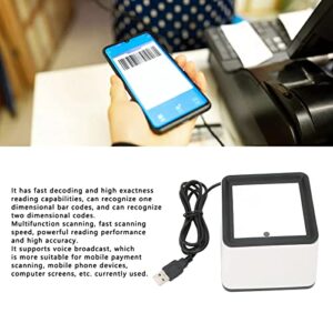 2D QR Barcode Scanner, Omnidirectional Desktop Automatic 1D Barcode Reader Big Scan Window to Read ID Card, Drivers License, Passport for Supermarket Library