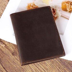 Polare Full Grain Leather Passport Holder RFID Blocking Travel Bifold Wallet Passport Holders 2 Passports (Dark Brown)