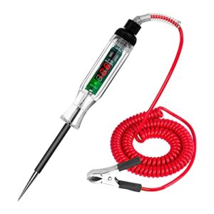 automotive test light, 3-24v dc digital light tester with voltmeter, test light with extended spring wire, heavy duty auto circuit tester, automotive fuse tester for various vehicles