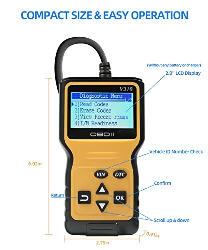 YAKEFLY Universal OBD2 Scanner,Car Engine Fault Code Reader CAN Diagnostic Scan Tool Scanner Diagnostic Tool,Car Scanner Vehicle Engine Code，to Check Engine Light.