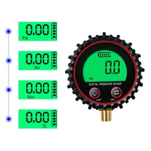 Moioee Car Digital Tire Pressure Gauge, High Precision 0.1 Display Resolution, 3-255PSI LCD Backlight Tire Pressure Gauge, Copper Tyre Air PSI Meter, Car Accessories for Motorcycle SUV Truck (1/8)