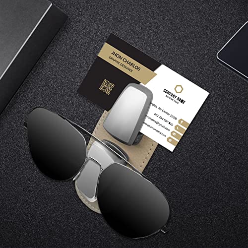 GOOTHX Sunglass Holder for Car, Sunglass Visor Clip, Car Interior Accessories，Universal Leather Sunglass Clip and Ticket Card Clip for Car