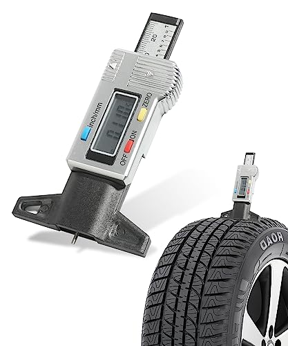 YAKEFLY Tire Tread Depth Gauge,LCD Display Tire Thread Measuring Gauge Digital Tire Depth Gauge with Inch Millimeter Conversion,Tire Tread Gauge Tire Tread Depth Measuring Tool