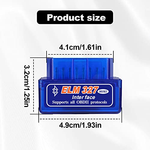 Mini ELM327 OBDII Car Auto Diagnostic Scanner, Car Professional Bluetooth Scan Tool and Code Reader for Android Windows