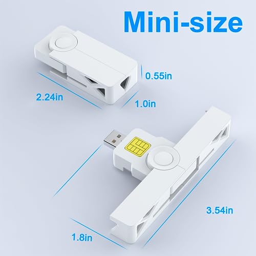 USB Smartfold Type A CAC Reader, USB A DOD Military USB Common Access CAC Smart Card Reader and ID CAC Card Reader,Compatible with Mac Os, Windows,Linux(Mini Foldable and Portable Type A) New