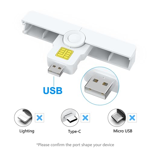 USB Smartfold Type A CAC Reader, USB A DOD Military USB Common Access CAC Smart Card Reader and ID CAC Card Reader,Compatible with Mac Os, Windows,Linux(Mini Foldable and Portable Type A) New