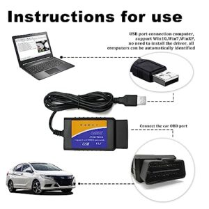 ELM327 OBD2 USB Adapter, Diagnostic Coding Tool with MS-CAN/HS-CAN Switch Compatible with Ford F150 F250 Lincoln Mazda Mercury Code Reader Vehicle Diagnosis on Windows with V1.5 PIC18F25K80 Chip