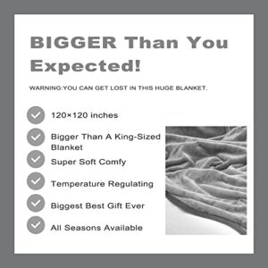 LaSyL Super Big Fleece Blanket - Oversized King 120"x120", Soft Cozy Extra Large 300GSM Flannel Blanket for Couch, Bed, Sofa, Camping, California Warm Blanket All Season