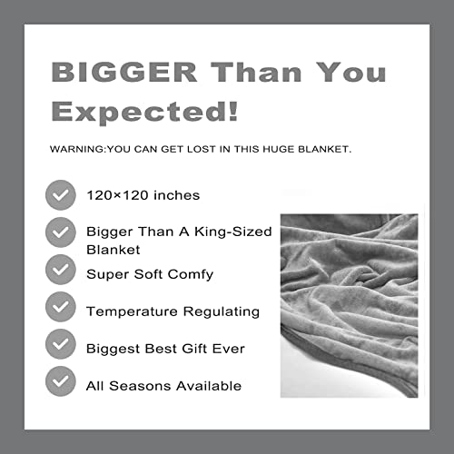 LaSyL Super Big Fleece Blanket - Oversized King 120"x120", Soft Cozy Extra Large 300GSM Flannel Blanket for Couch, Bed, Sofa, Camping, California Warm Blanket All Season