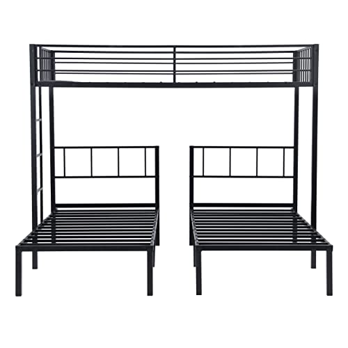 EMKK Triple Twin-Over Double Twin Bunk Bed for Kids Bedroom,Sturdy Triple Bunkbed,3 Twin-Size beds,No Box Spring Needed,Space Saving Design