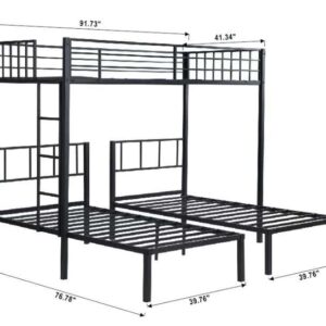 EMKK Triple Twin-Over Double Twin Bunk Bed for Kids Bedroom,Sturdy Triple Bunkbed,3 Twin-Size beds,No Box Spring Needed,Space Saving Design