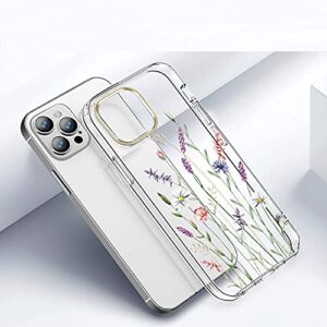 luolnh Compatible with iPhone 14 Pro Max Case with Flowers,for Girly Women,Shockproof Clear Floral Pattern Hard Back Cover for iPhone 14 Pro Max 6.7 inch 2022 -Wildflower