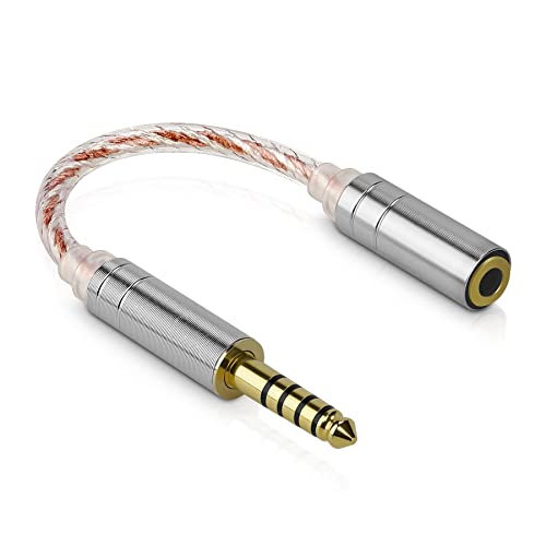 ANLINKSHINE 4.4mm Balance Male to 3.5mm Balance Female Adapter Cable, 6N OCC Copper Silver Plate Audio Cord Compatible with Sony NW-ZX300A, NW-WM1A, NW-WM1Z, PHA-2A, TA-ZH1ES Audio Player, DAP