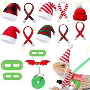 13 pieces christmas bearded dragon santa hat leash harness scarf set bearded dragon lizard christmas outfits costume leash harness scarf and hat wings accessories for reptile small pet animals