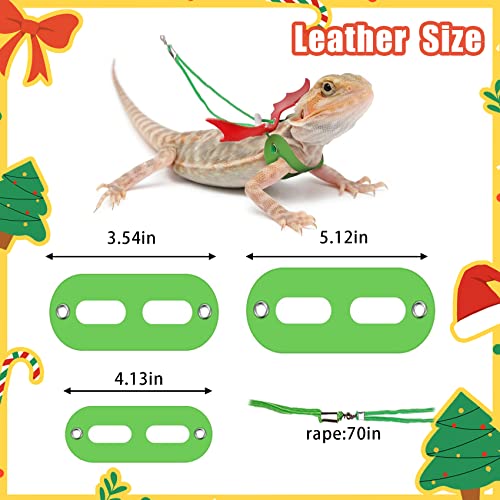 13 Pieces Christmas Bearded Dragon Santa Hat Leash Harness Scarf Set Bearded Dragon Lizard Christmas Outfits Costume Leash Harness Scarf and Hat Wings Accessories for Reptile Small Pet Animals