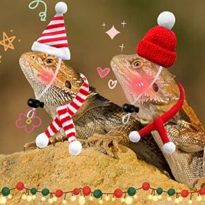 13 Pieces Christmas Bearded Dragon Santa Hat Leash Harness Scarf Set Bearded Dragon Lizard Christmas Outfits Costume Leash Harness Scarf and Hat Wings Accessories for Reptile Small Pet Animals