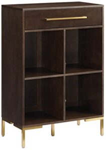 crosley furniture juno record storage cube bookcase, dark brown