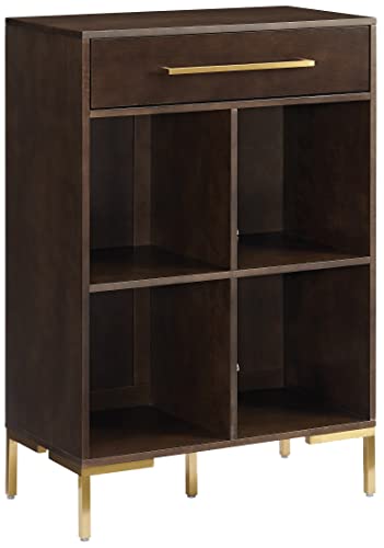 Crosley Furniture Juno Record Storage Cube Bookcase, Dark Brown