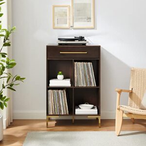 Crosley Furniture Juno Record Storage Cube Bookcase, Dark Brown