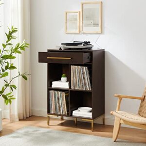 Crosley Furniture Juno Record Storage Cube Bookcase, Dark Brown