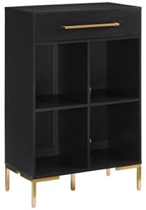 crosley furniture juno record storage cube bookcase, black