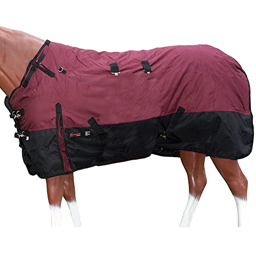 HILASON 1200D Turnout Light Winter Waterproof Horse Sheet Wine| Horse Blanket - 84 Inches | Horse Blankets for Winter Waterproof | Horse Turnout Blanket | Horse Turnout