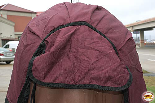 HILASON 1200D Turnout Light Winter Waterproof Horse Sheet Wine| Horse Blanket - 84 Inches | Horse Blankets for Winter Waterproof | Horse Turnout Blanket | Horse Turnout