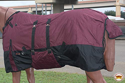 HILASON 1200D Turnout Light Winter Waterproof Horse Sheet Wine| Horse Blanket - 84 Inches | Horse Blankets for Winter Waterproof | Horse Turnout Blanket | Horse Turnout