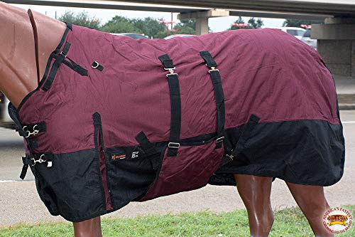 HILASON 1200D Turnout Light Winter Waterproof Horse Sheet Wine| Horse Blanket - 84 Inches | Horse Blankets for Winter Waterproof | Horse Turnout Blanket | Horse Turnout