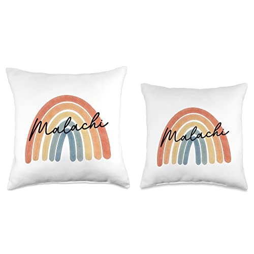 Boys & Girls New Baby Personalized Name Cushions New Born Baby Malachi Personalized Gift Rainbow Nursery Throw Pillow, 16x16, Multicolor